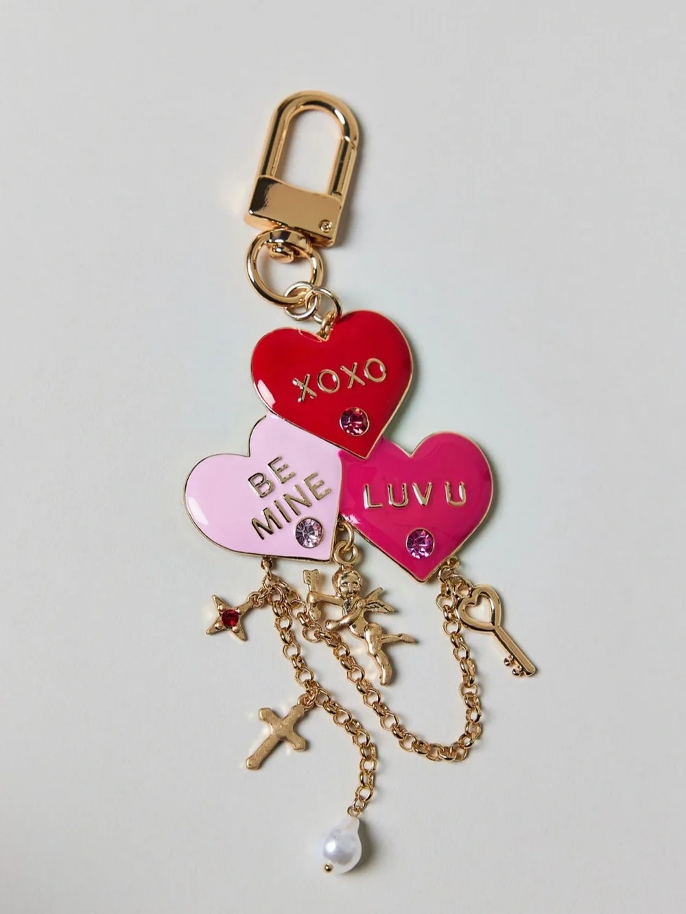 NWT Urban Outfitters Luv U Enameled Heart Charm Keychain